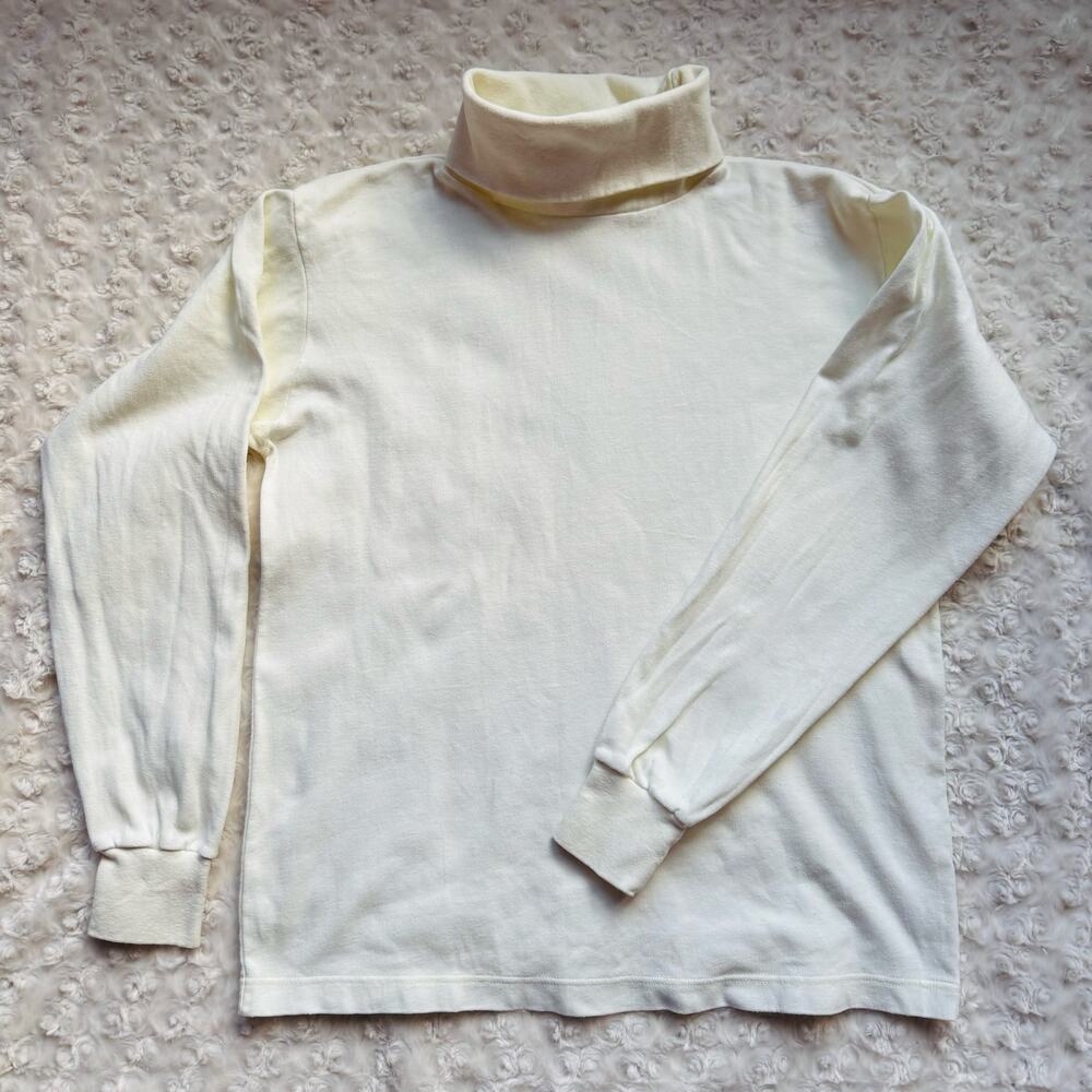 Stevemor Womens Ivory Cotton Layer Turtleneck Vintage Size Small